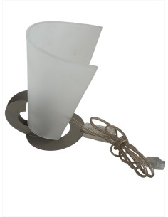 Lampe de table Terzani og32bf3 Solune, verre dépoli nickelé, douille E14, 1 x 40 W