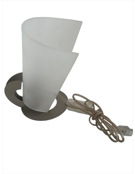 Lampe de table Terzani og32bf3 Solune, verre dépoli nickelé, douille E14, 1 x 40 W