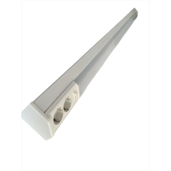 Homega 41366 fluorescent t8 36w g13 reglette with 2 schuko sockets + 230v white switch