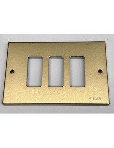 Vimar 08537.Br Serie 8000 Placa 3 módulos Aluminio Tornillos Bronce
