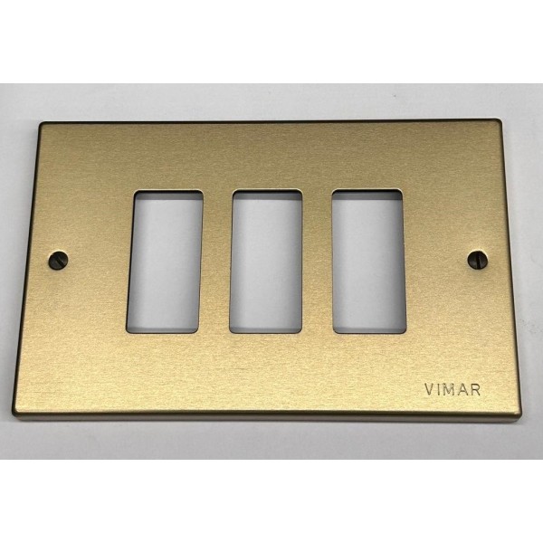 Vimar 08537.Br Serie 8000 Placa 3 módulos Aluminio Tornillos Bronce