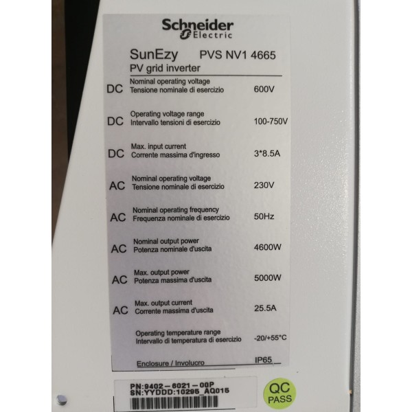 Schneider  pvsnv14665 inverter fotovoltaico 4,6kw - sunezy 4665e ip65