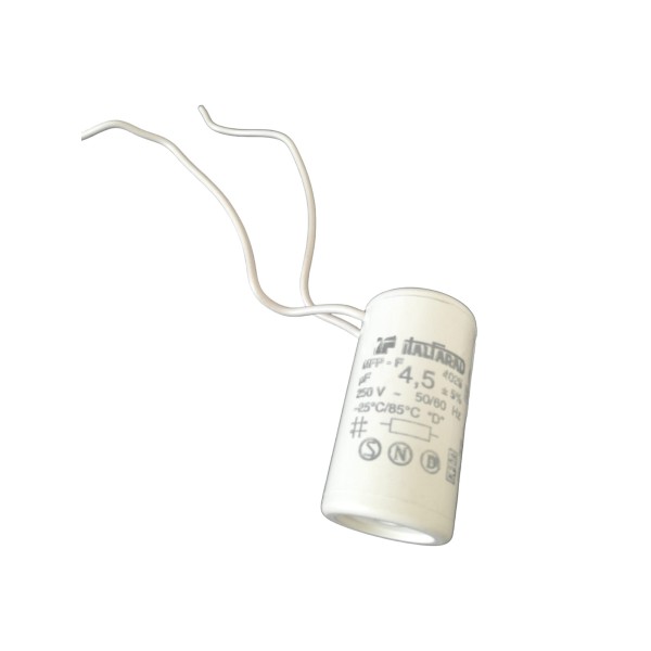 Condensateur Italfarad MFP-F 4,5 µF 250 V 50 h, boîtier plastique, fils de 150 mm