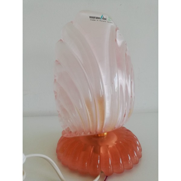 Leucos 648.co.rosa bedside lamp in curved pink crystal (Murano glass) with gold structure 1x60w e14