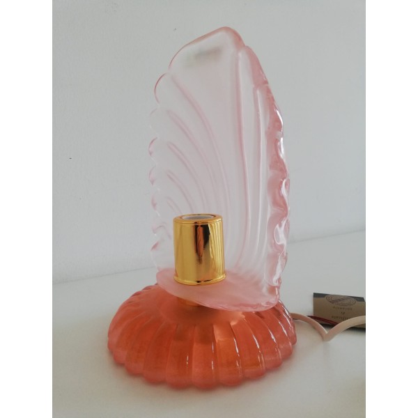 Leucos 648.co.rosa bedside lamp in curved pink crystal (Murano glass) with gold structure 1x60w e14