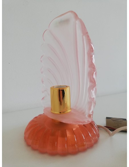 Leucos 648.co.rosa bedside lamp in curved pink crystal (Murano glass) with gold structure 1x60w e14
