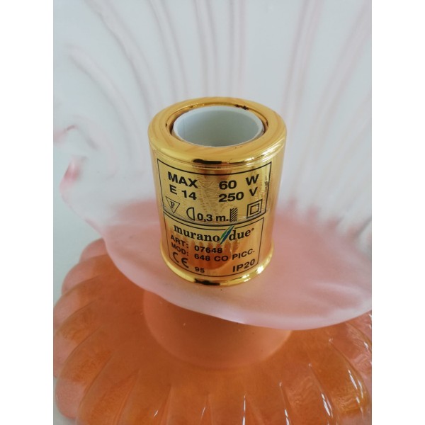 Leucos 648.co.rosa lampada comodino in cristallo (vetro di murano) curvato rosa struttura oro 1x60w e14