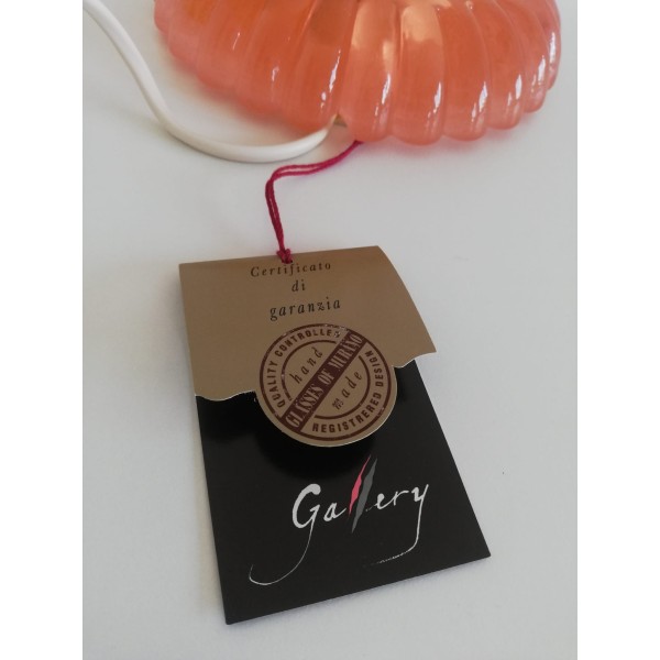 Lampe de chevet Leucos 648.co.rosa en cristal rose incurvé (verre de Murano) avec structure dorée 1x60w e14