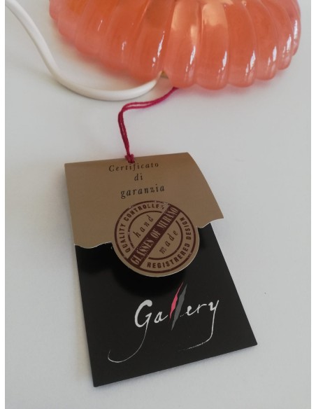 Leucos 648.co.rosa bedside lamp in curved pink crystal (Murano glass) with gold structure 1x60w e14