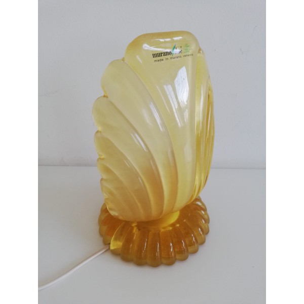 Leucos 648.co.am lampada comodino in cristallo curvato avorio struttura oro 1x60w e14 (vetro di murano)