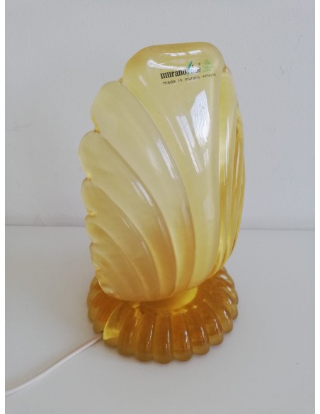 Lampe de chevet Leucos 648.co.am en cristal ivoire incurvé avec structure dorée 1x60w e14 (verre de Murano)