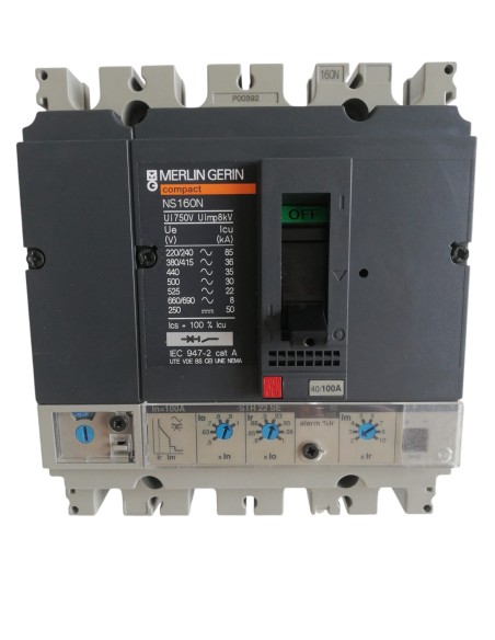 Merlin gerin 30781 ns160n fx interruttore magnetotermico 4p 100a 36ka con sganciatore str22se
