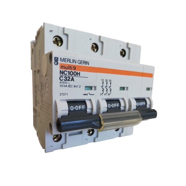 Merlin Gerin 27271 3P 32A 10KA NC100H Curve C Circuit Breaker