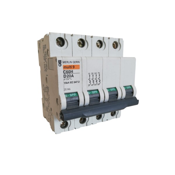 Merlin Gerin 25146 4P 20A 10K Circuit Breaker, Curve D, C60
