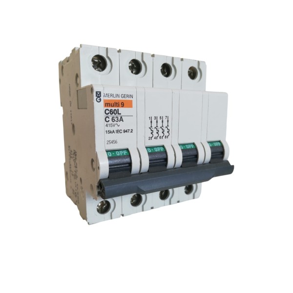 Disjoncteur Merlin Gerin 25456 4P 63A 15K à courbe en C C60