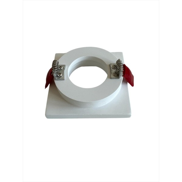 Panzeri xgq1009 faretto incasso d.85mm gesso quadrato fisso con cornice sporgente gu5.3 50w