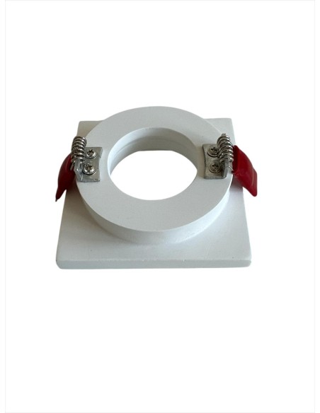 Panzeri xgq1009 faretto incasso d.85mm gesso quadrato fisso con cornice sporgente gu5.3 50w