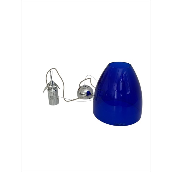 Murano due 0317412 finn light sospensione 15w e27 cromato con diffusore blu d.22cm