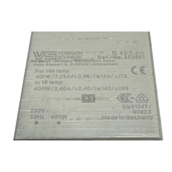 Vossloh 553851 q 400 612 Alimentatore per lampade a ioduri metallici 400W Hm-Hi