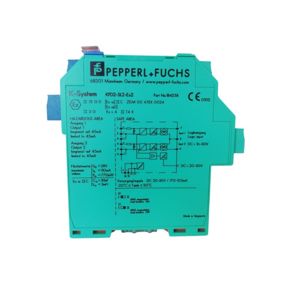 Pepperl+fuchs 184258 kfd2-sl2-ex2 barriera isolata 2 canali 24vdc atex