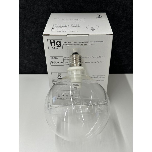 Lampe halogène transparente Vesoi Globo G120 42W E27 sérigraphiée « J'aime ça » multilingue
