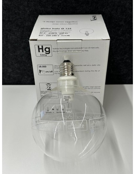 Vesoi lampada alogena Globo trasparente G120 42w e27serigrafata "mi piace" multilingua
