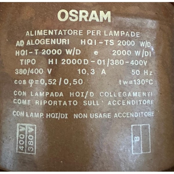Osram ALHI2000N02 Alimentatore Al hi 2000n-02/400v