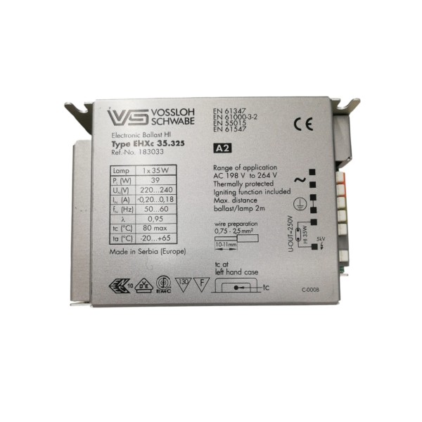 Vossloh 183033 alimentatore elettronico ehxc35.325 110x75 1x35w 220-240v