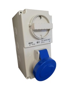 Schyller interlocked wall socket 2p+t 16a 240v ip44