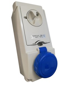 Schneider 83181 presa interbloccata da parete con base fusibili ip65 2p+t 16a 220v