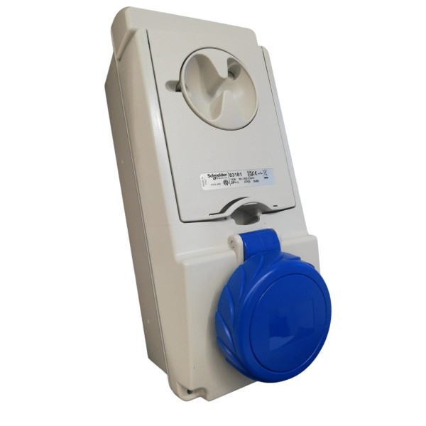 Schneider 83181 presa interbloccata da parete con base fusibili ip65 2p+t 16a 220v