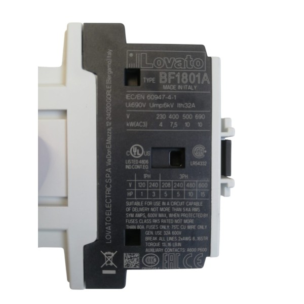 Lovato bf1801a400 contattore 3p 1nc 18a ac3 400v