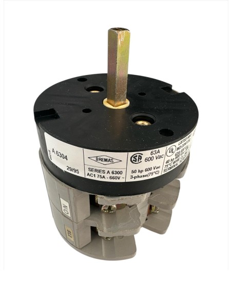 Bremas CA06300043L3 A6304 4-pole switch 63a ac23 500v with yellow/red handle