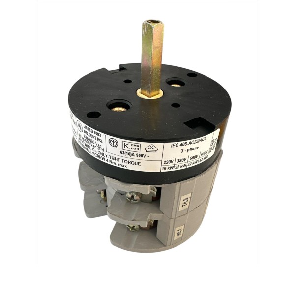 Interrupteur quadripolaire Bremas CA06300043L3 A6304, 63 A AC23 500 V, avec poignée jaune/rouge