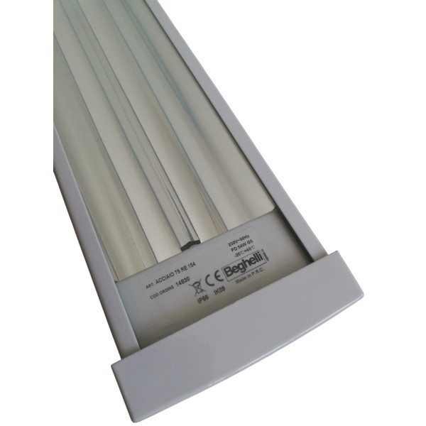 Beghelli 14830 plafoniera acciaio t5 re 1x54w