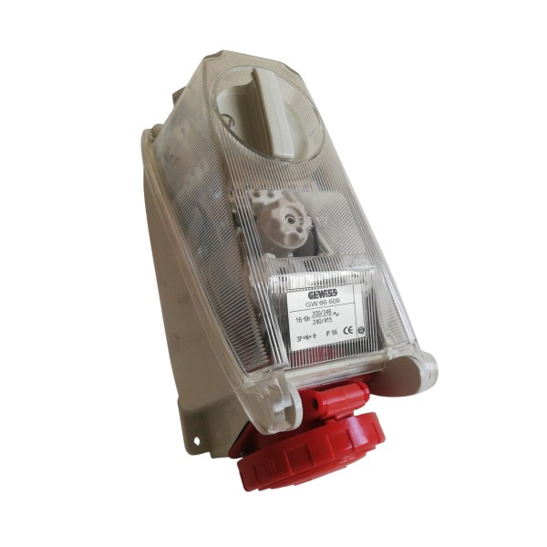Prise murale Gewiss gw66609 avec fusible intégré 3P+N+T 16A 380V 6H IP56