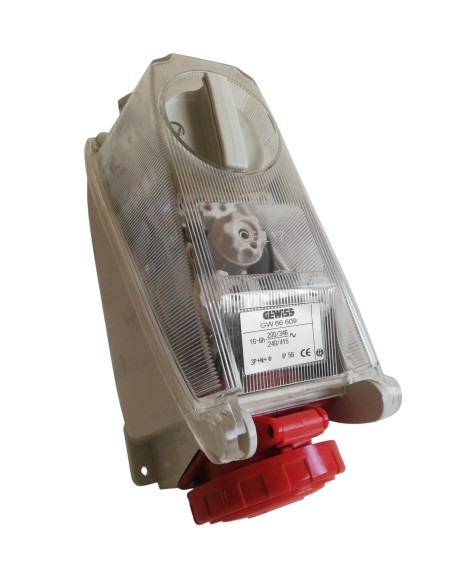 Gewiss gw66609 presa interbloccata da parete con base fusibili 3p+n+t 16a 380v 6h ip56