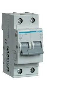 Hager MC220A interruttore magnetotermico 20a 6ka c 2 moduli 2 poli