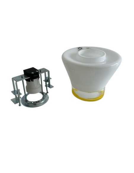 Spot semi-encastré Leucos Vesta en verre de Murano E27 blanc avec finition jaune