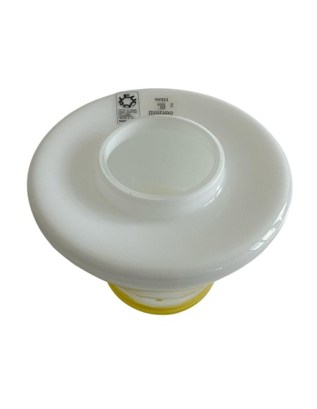 Leucos  Vesta spot semincasso in vetro di murano E27 bianco con rifinitura gialla