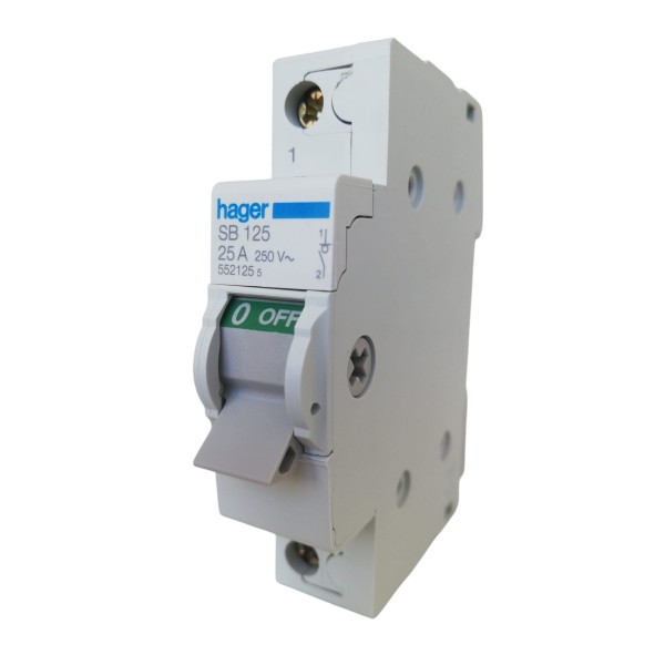 Interruptor indicador mecánico Hager sb125 1p 25a