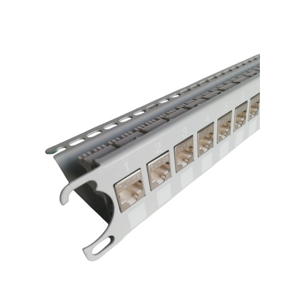 Panneau de données 50143, 24 prises blindées f/utp rj45 cat. 5e gris