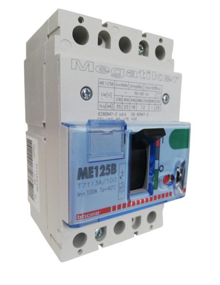 Bticino T7113A/100 Mega ME125B - 3P 100A 25KA Circuit Breaker