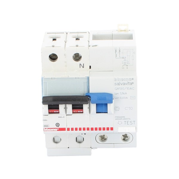 Bticino G8130/10AC differential circuit breaker ac 1p+n 10a 4.5ka 30ma 0.03a life saver