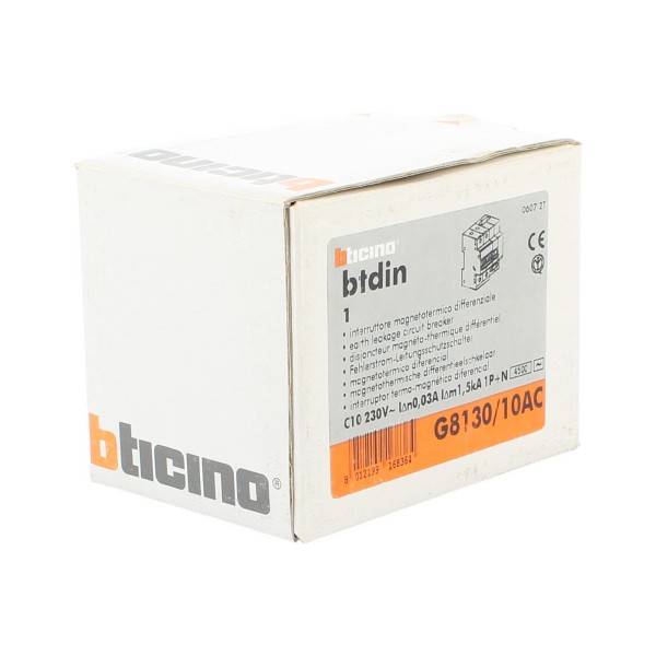 Disjoncteur différentiel Bticino G8130/10AC 1P+N 10A 4,5 kA 30 mA 0,03 A Life Saver
