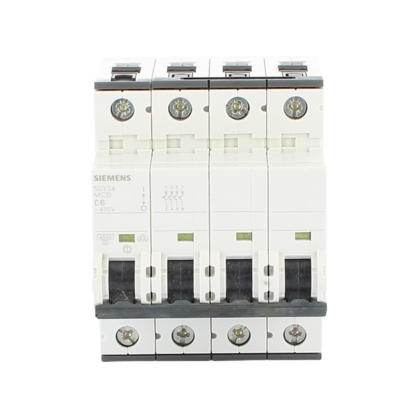 Disjoncteur Siemens 5SY34067 4P 6A 4,5K à courbe en C, 4 modules