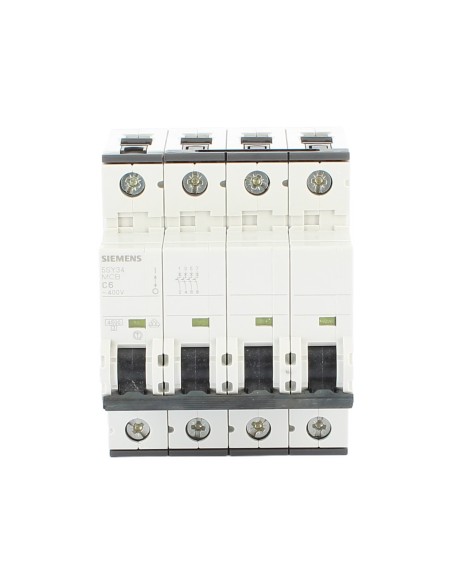 Siemens 5SY34067 4P 6A 4.5K C-curve circuit breaker, 4 modules