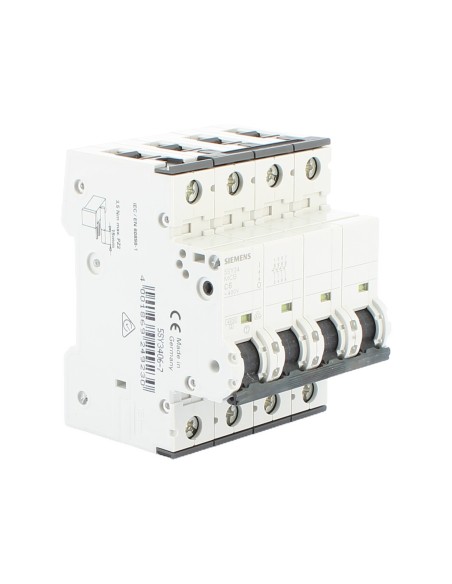 Siemens 5SY34067 Interruttore magnetotermico 4p 6a 4,5k curva C 4 moduli