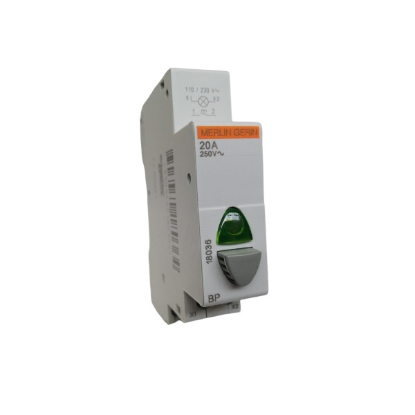 Merlin Gerin pulsante luminoso led verde 1na 20a 230v