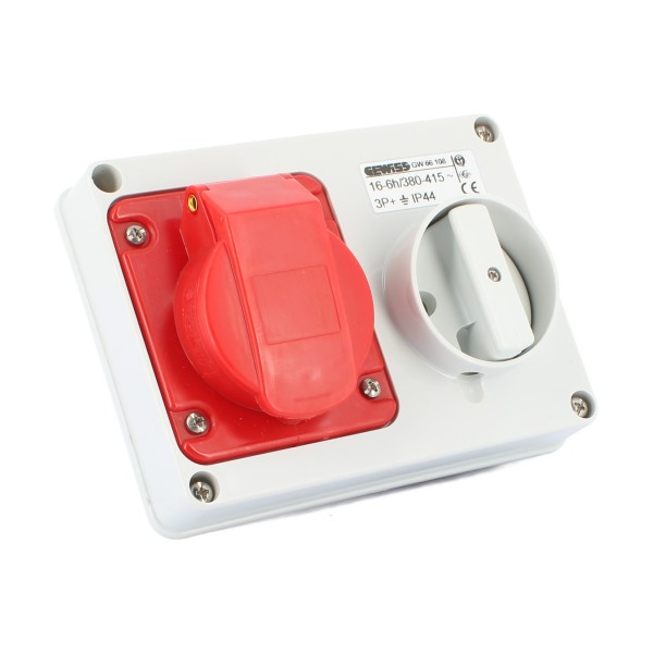 Base de enchufe con enclavamiento horizontal Gewiss gw66108, empotrada, 3p+t, 16a, 400v, 6h, sin base portafusibles